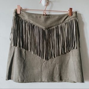 🍉Suede Fringe Mini Skirt
